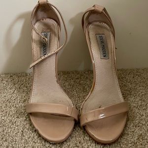 Steve Madden Stecy Nude Patent Leather Ankle Strap Stiletto Heels - 6.5